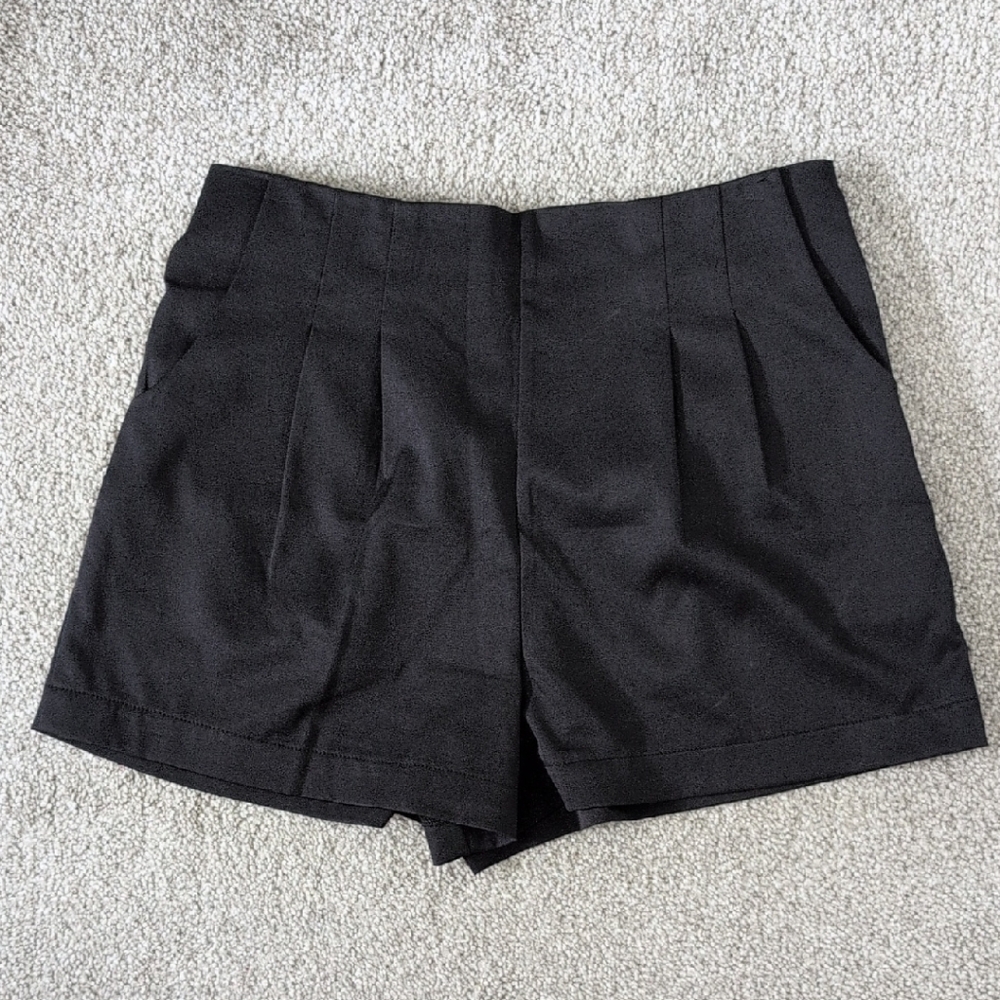 FAVLUX Black High Waist Dress Shorts